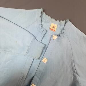 Vintage Fruit of the Loom Cardigan Blue Heart Button Knit Sweater L 90s USA